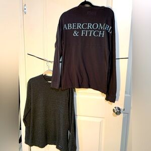Abercrombie & Fitch Long sleeve shirts. Off Black/Teal -small, Grey/Black-Med